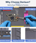 Top Tier Heat Resistant Silicone Soldering Mat With Magnetic Screw Retainer Tray Heavy Duty Electronics Workboard Up To 932 Fahrenheit High Temp Protection For Pcb Repair And Tech Gear Setup Legit Build with tools and PCB.