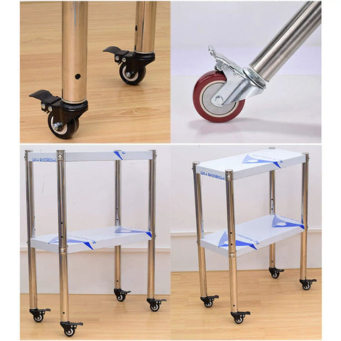 Beefed Up Polyurethane Caster Wheels With Dual Brakes Set Of Four For Workbenches Trolleys And Furniture on stainless steel legs