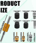 17 Piece Air Conditioning Valve Core Kit With Valve Cores And Accessories For R12 R134a Sealing Covers, product sizes.