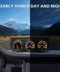 MH 2-inch 52mm triple gauge set on dash with voltmeter, oil pressure 0–150 psi, and water temperature 100–280°F.