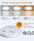 Motion Sensor LED Ceiling Light Flush Mount 8.7 Inch With 3000K 4000K 5000K Switchable Color Temperature options diagram