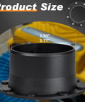4 Inch Magnetic Dust Collection Connector With Reinforced Flex Cuff Quick Swap Adapter For Shop Gear And Portable Dust Vacs Snap Lock Clamp Free Design detailed view showing size measurements.