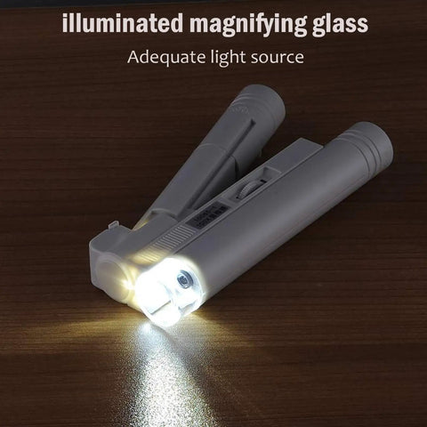 Handy 100X Zoom Jewelry Magnifier With LED Light Double Tube Pocket Loupe For Stamp Printing And Antique Jewels Identification Mini Microscope Magnifying Glass HD Illumination For Close Up Crafts