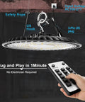 Smash The Shadows With These 200W Led High Bay Lights Packing 30000 Lumens UFO profile with remote control and safety hook.