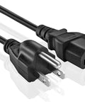 3 Prong AC Power Cord For PC, Monitor, Printer Replacement Cable - IEC 320 C13 To NEMA 5-15P, 18AWG, 125V 10A, 6 Foot Length, Heavy Duty