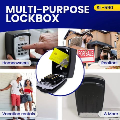 Push Button Key Storage Wall Mount Lock Box With Easy To Use Phone Style Keypad for keyless access in various settings