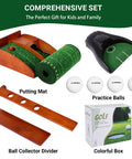 Portable Golf Putting Mat With Auto Ball Return For Indoor And Outdoor Practice 8Ft Length Realistic Green Speed Foldable Kit