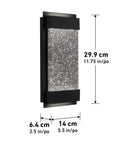 Essence Bubble Glow Box Outdoor Light With 300 Lumen LED, 6 Inch Weatherproof Black Wall Mount Fixture, side view with measurements