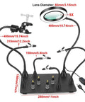 Magnetic Soldering Helping Hands With Flexible Arms And 360 Degree PCB Holder For Hot Air Gun Stand 5X LED Magnifying Light