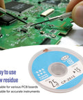 Desoldering Wick Braid With Flux for PCBs, Red Copper Material, 1.5 Meter Length, shown with circuit board and soldering tools