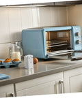 Heavy Duty Steel U Shaped Mounting Braces For Commercial Ovens And Cabinetry beside a blue toaster oven in a kitchen setting.