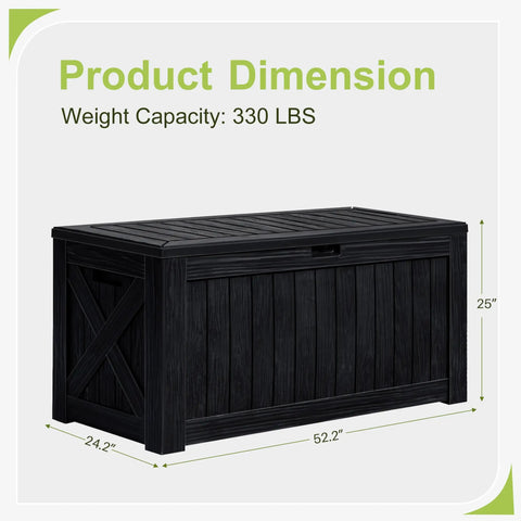 120 Gallon Outdoor Deck Box Heavy Duty Resin Construction Weatherproof Lockable Storage For Patio Furniture Garden Tools