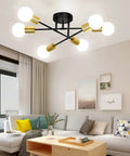 Dope Adjustable Gold Sputnik Chandelier With 6 Lights in modern living room, semi flush mount ceiling light, flexible arm design
