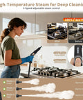 Kickstart Your Deep Clean Routine With This Heavy Duty Handheld Steam Cleaner That Blasts Through Grease And Grime In Seconds with adjustable steam settings.