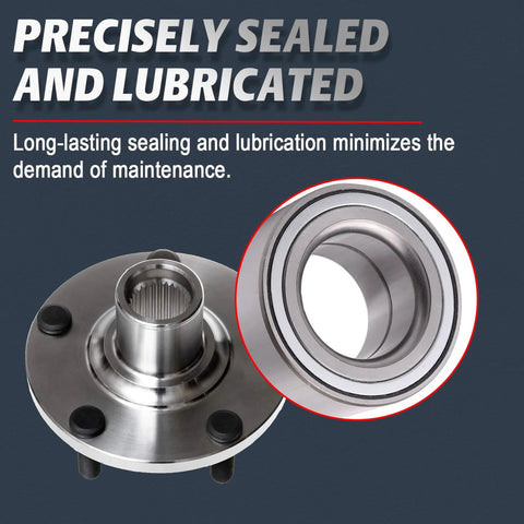 Front Wheel Bearing And Hub Assembly Pair For 2000 To 2008 Nissan Maxima, 2002 To 2006 Nissan Altima, lubrication close-up