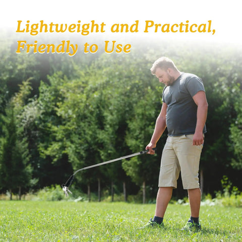 Man using 360 Degree Flexible Magnetic Flashlight And Telescoping Magnetic Pickup Tool Kit in garden