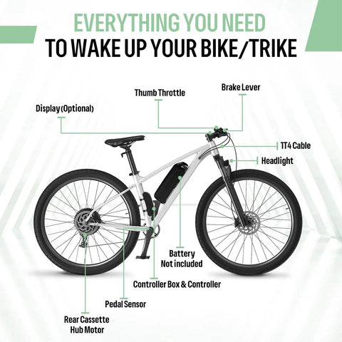 High Torque 48V 500W To 750W Rear Hub Motor Kit For 20 Inch, 26 Inch, 27.5 Inch And 700C Electric Bike Conversion With Quiet Brushless Motor, IPX5 Waterproof, 65Nm Max Torque, Up To 40 KmH, Optional Battery And Display