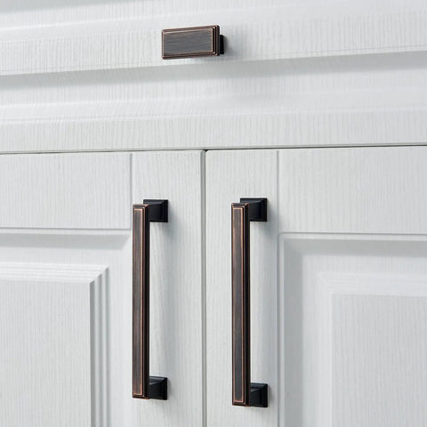 Built Tough Rectangular Cabinet Knobs Ten Pack Oil Rubbed Bronze Finish Heavy Duty Solid Metal Drawer Pulls For Kitchen Cabinets And Custom Storage Shelves