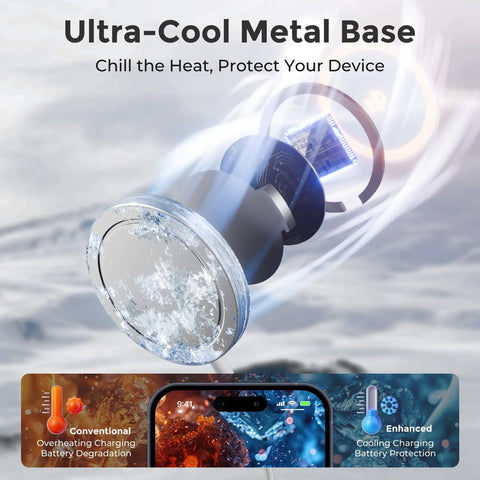 Powerful 25W Magnetic Wireless Charger Two Pack With Qi Two Point Two Fast Wireless Charging Pad cooling metal base