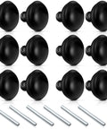 Vintage Style Door Knob Set With Spindle Six Pack, Matte Black Electroplate Finish, Old Style Door Handles For Interior Doors