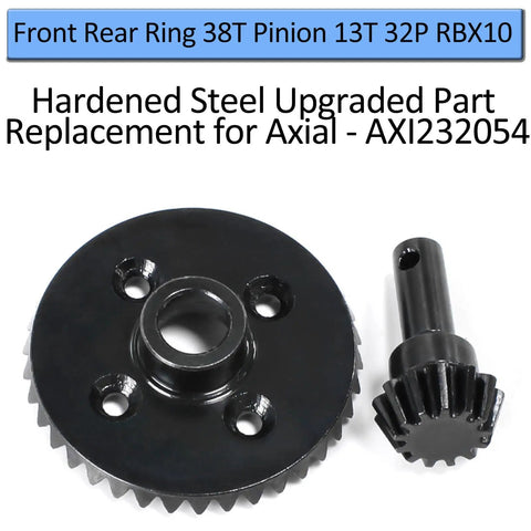 Beefed Up Hardened Steel Front And Rear Ring Gear Set 38T Pinion 13T 32P Bevel Gear For 1 10 Scale RC RBX10 RYFT Upgrade Axles Easy Bolt On Replacement