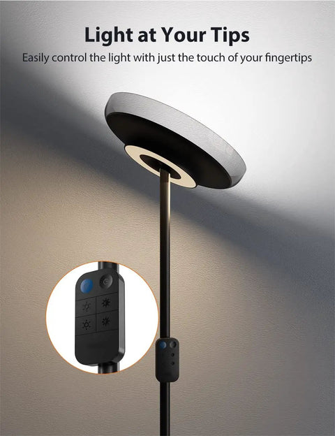 2-In-1 Floor Lamp With Main Light And Reading Lamp, Color Temperature From 3000K To 6000K, 30W Main Light And 15W Reading Lamp, Independent Controls, 1-Hour Timer, Black Home Vibe