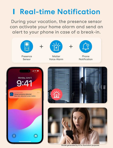 MS600 3 In 1 Presence Sensor With Radar PIR And Light For Smart Homes, Matter Over Wi Fi Compatible Motion Sensor, 1.5m Corded Occupancy Detector For Home Automation And Energy Savings. Real-time alert on phone