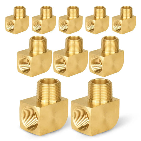 10 Pack Brass Pipe Fittings 90 Degree Street Elbow 3/4 Inch Female NPT To 3/4 Inch Male NPT Barstock