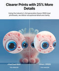 Comparison of print quality between xTool Dual I1600 and Others XP600 with plush character details, showing clarity.