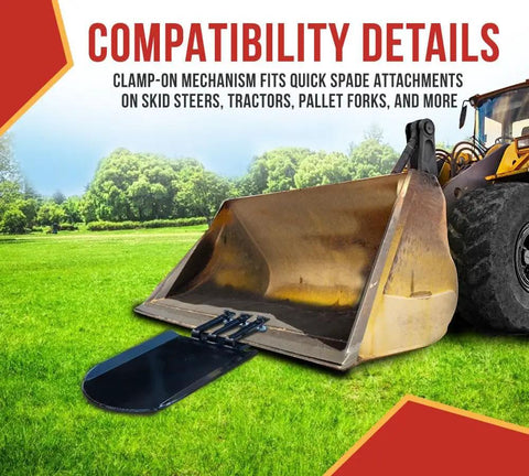 Beefy Clamp On Quick Spade Combo Blade For Tractor Buckets And Skid Steer Pallet Forks Perfect For Digging Footings Planting