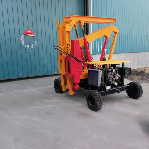 Beast Of A High Efficiency Pile Driver for Guardrail Posts and Road Construction Jobs with rugged steel frame