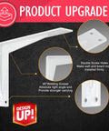 Heavy Duty 22 Inch White Shelf Bracket Set, Right Angle Corner Braces, Supports Up To 550 Lbs, industrial design detail view