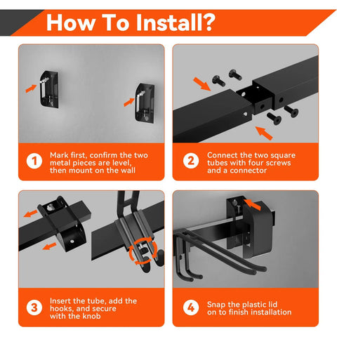 How to install Premium Heavy Duty Ski And Snowboard Wall Rack For Garage Features Hella Adjustable Hooks and steel brackets.