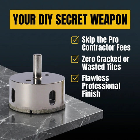 Two And A Half Inch Diamond Hole Saw For Tile Glass Porcelain And Stone with Easy Peasy Fast Cutting on marble surface