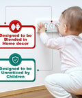 Toddler near outlet with Weatherproof Gasket And Plug Cover Kit For Indoor Outdoor Outlets 20 Piece Set to keep water out and debris away.