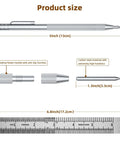 Product size chart for Five Pack Tungsten Carbide Scriber Set With 25 Replacement Tips Magnetic Engraving Pen And A 6 Inch Stainless Steel Ruler.