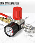 One Quarter Inch Air Regulator With Gauge, 0-180 PSI Inline Regulator For Air Tools And Pneumatic Systems, Four-Way Valve