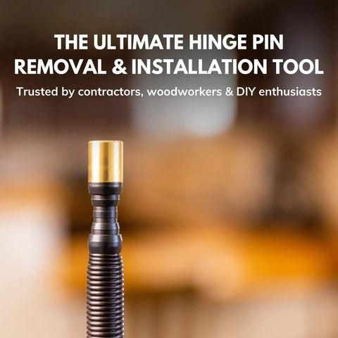 No Sweat Door Hinge Pin Remover And Install Set With Heavy Duty Steel Face Hammer and smooth operator dual tip spring punch for precise usage.