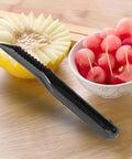 Fruit Splitter Spiral Cutter 2 in 1 Paring Knife With Spiral Cutter, V Shaped Stainless Steel Kitchen Tool, black handle