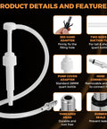 Lower Unit Gear Oil Pump For Standard Quart Bottles With 28mm Caps, includes various adapters and hose, detailed product features
