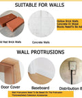 Chart showing suitability and protrusions: solid red brick and concrete walls, door cover, baseboard, and distribution box.