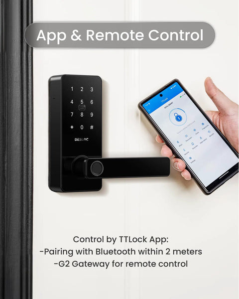 Grab And Go Fingerprint Smart Lock With Handle For Front Doors And Bedrooms Featuring Lightning Fast.3 Second Unlock Self Learning Ai Pattern Recognition And Zero Sweat Keyless Access