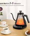Gooseneck Electric Kettle With 5 Temperature Presets for Coffee and Tea, 0.8L Capacity, 1200W Rapid Boil on kitchen table