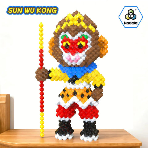 Monkey King Building Blocks Set Inspired by Chinese Mythology Epic 557 Piece STEM Educational Toy for Teens and Adults 14 Plus Brain Teasing Assembly Puzzle to Boost Creativity and Patience, Sun Wukong figure on stand