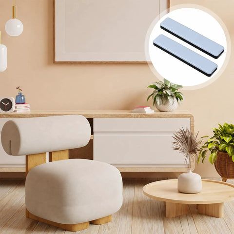 Self Adhesive PTFE Furniture Sliders 8 Pack Rectangle Glides Move Heavy Gear Smooth As Butter Chair Pads on a living room chair.