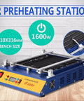 Infrared Preheating Oven 1600W Pro Grade Heating Plate with controls and black heating surface for PCB SMD BGA repair