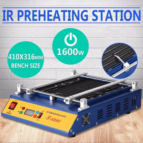 Infrared Preheating Oven 1600W Pro Grade Heating Plate with controls and black heating surface for PCB SMD BGA repair
