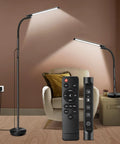 Tall Floor Lamp With 5 Color Modes And 5 Brightness Levels, Remote And Touch Control, 360 Degree Gooseneck Reading Light in living room