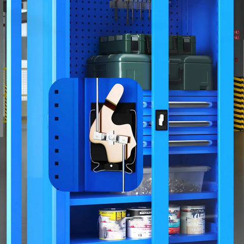 Heavy Duty Rolling Tool Chest And Garage Storage Cabinet Built Like A Tank With Thick Cold Rolled Steel And Multiple Drawers with tools and bins.