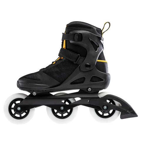 Macroblade 100 3WD Men's Fitness Inline Skates with high cuff, black and saffron yellow, breathable mesh upper